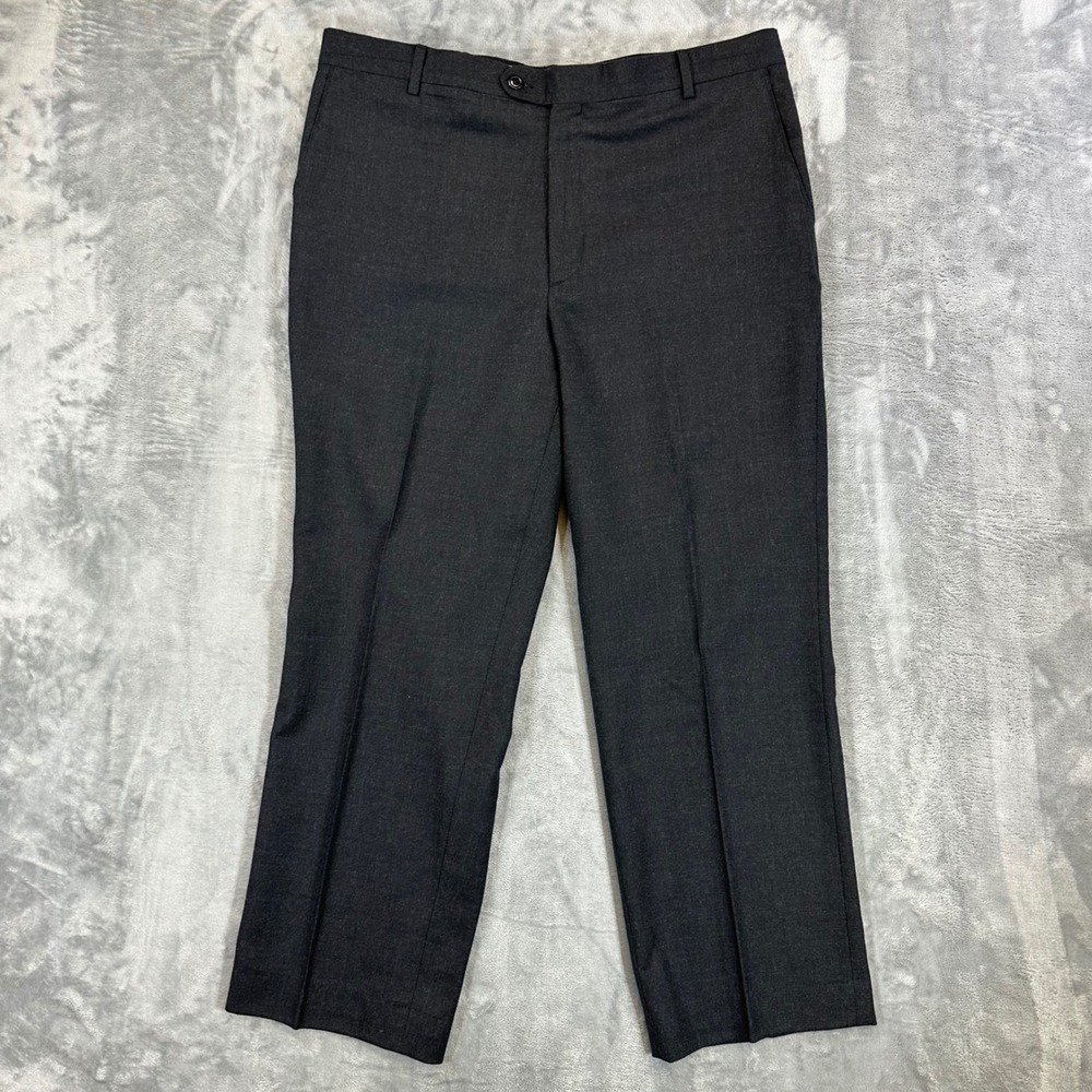Barry Bricken Wool Dress Pants Mens Size 38R Charcoal Gray Black Wool Trousers